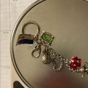 Silver and Red Charm Keychain